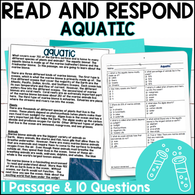 Aquatic Biome Reading Passage & Quiz [Paper & Digital] Science Centers