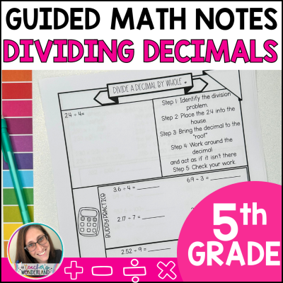 Dividing Decimals Math Notes - Test Prep - Printables - Math Notebook
