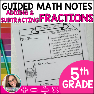 Adding & Subtracting Fractions Math - Test Prep - Printables - Math Notebook