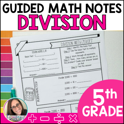 Grade 5- Whole Number Division Math Notes - Test Prep - Guided Math Notes