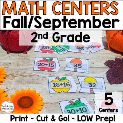 2nd Grade Fall - September Math Centers - Math Games - Low Prep Addition