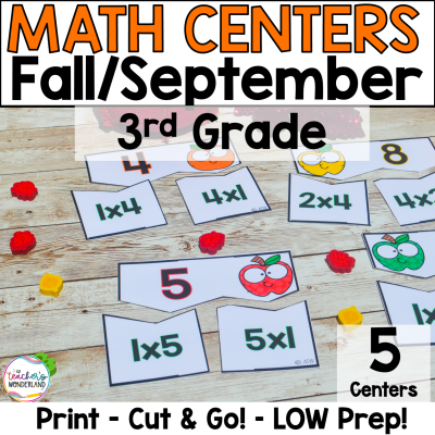 3rd Grade Fall - September Math Centers for - Math Games - Low Prep Multiply