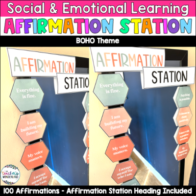 BOHO Themed Affirmation Station Kit- Positive Affirmations - Classroom Decor