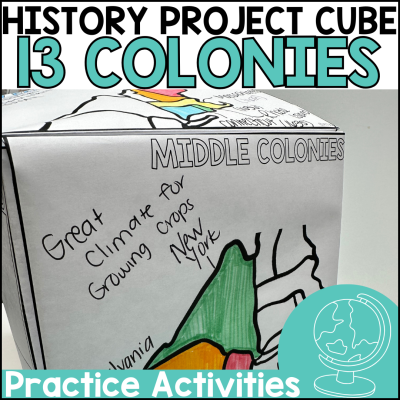 The 13 Colonies cube is a great way to review the colonies and understand the different parts of the 13 colonies!