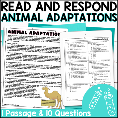Animal Adaptations Reading Comprehension & Quiz | Google Forms | Science Centers