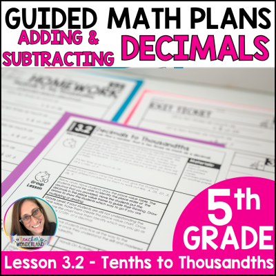 Decimal to Thousandths 5th Grade Guided Math Worksheets Activities Lessons