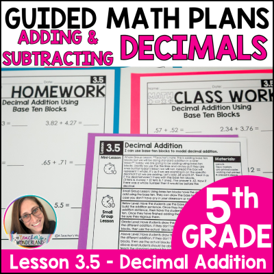 Adding Decimal Addition 5th Grade Guided Math Worksheets Activities Lessons