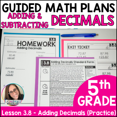 Adding Decimals 5th Grade Guided Math Worksheets Activities Lessons Addition