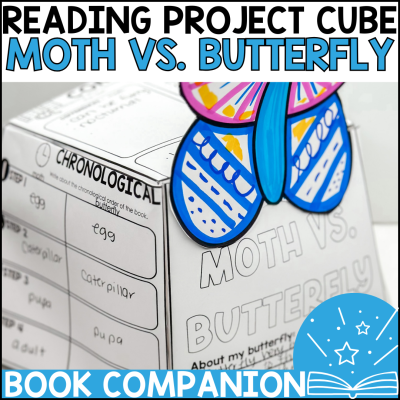 Moth vs. Butterfly - 3D Project Cube Book Companion Reading Comprehension Craft