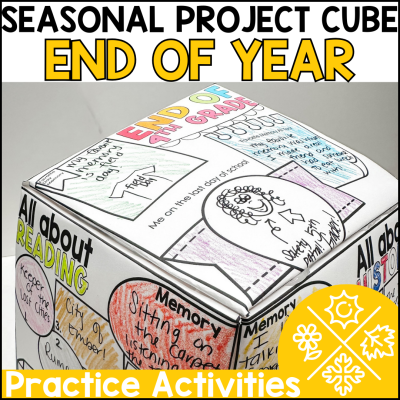 End of Year - 3D Project Cube *May /June Craftivity* Goals & Reflection Project