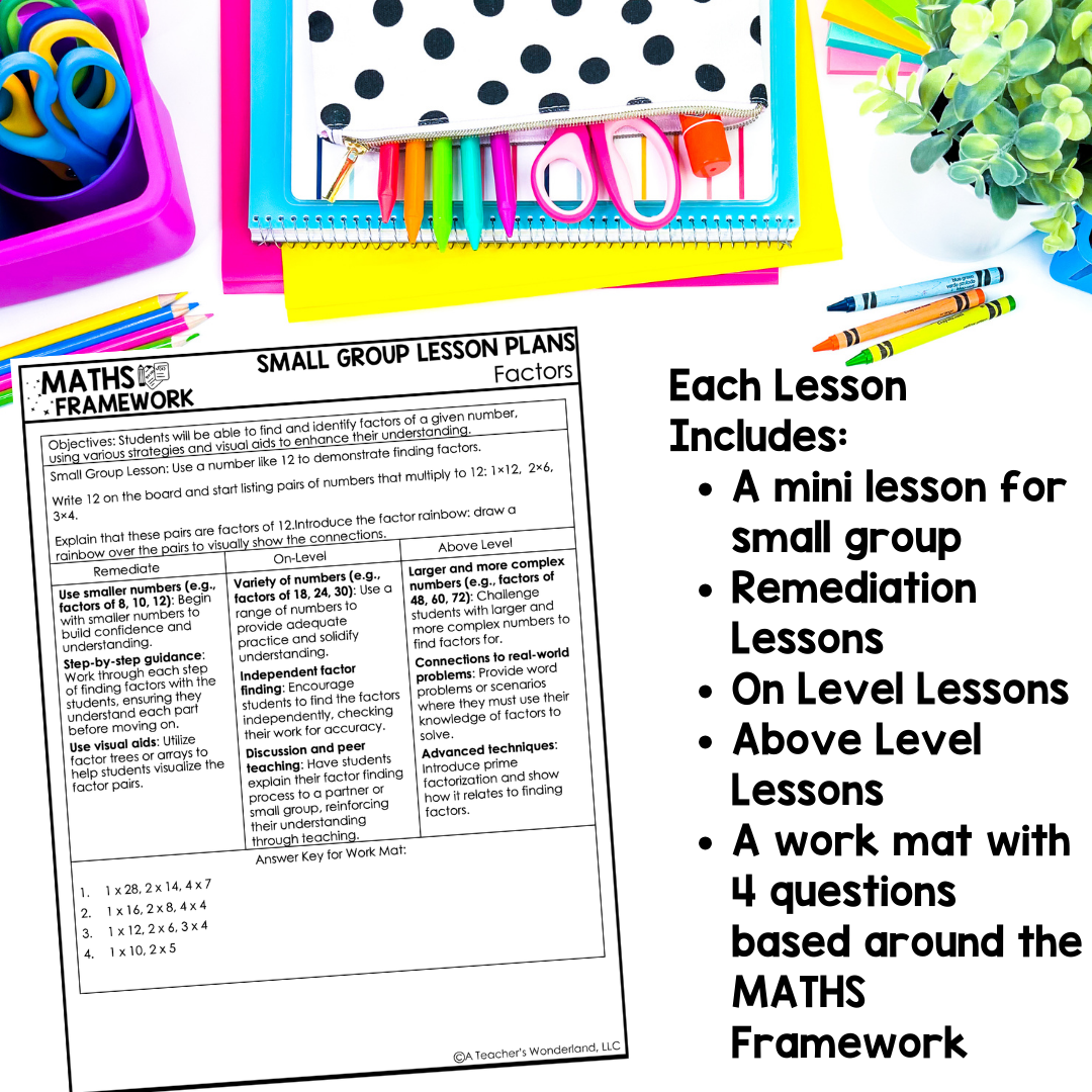 4th Grade Factors & Multiples Small Groups Plans Work Mats - RTI Intervention - Image 3