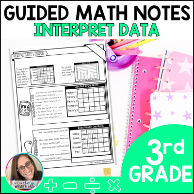 3rd Grade Guided Math Notes- Interpret & Represent Data - Test Prep - Printables