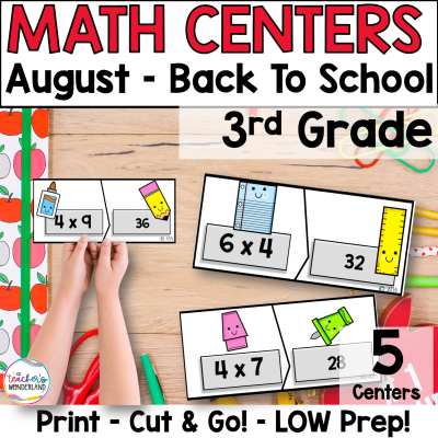 3rd Grade Back To School - August Math Centers - Math Games - Low Prep