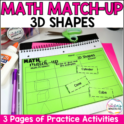 3D Shapes Math Sorts - Math Centers Review Interactive Notebook Review