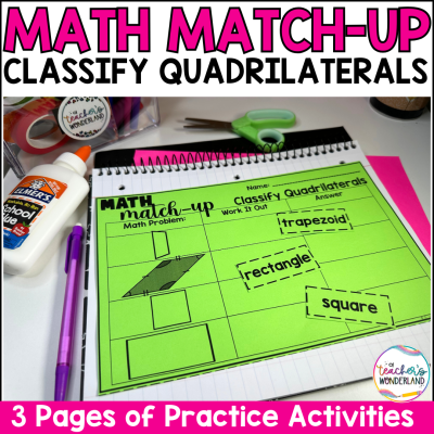 Classify Quadrilaterals Math Sorts- Math Centers Review Interactive Notebook