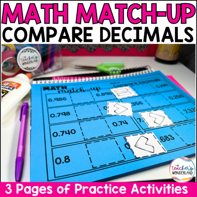 Compare Decimals Math Sorts- Math Centers Review Interactive Notebook Review