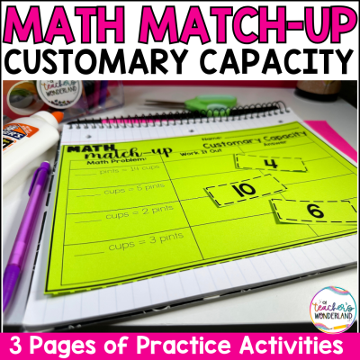 Customary Capacity Math Sorts- Math Centers Review Interactive Notebook Review