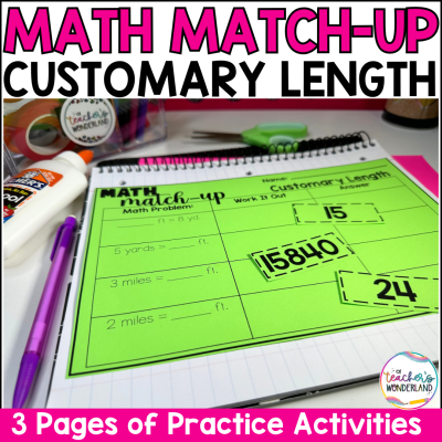 Customary Length Math Sorts- Math Centers Review Interactive Notebook Review