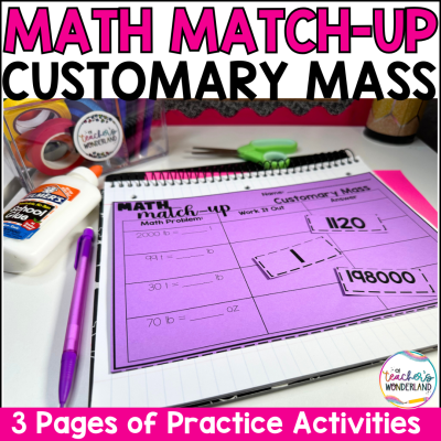 Customary Mass Math Sorts- Math Centers Review Interactive Notebook Review