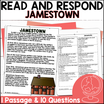 Jamestown Colonial Reading Comprehension Questions History Centers Passage