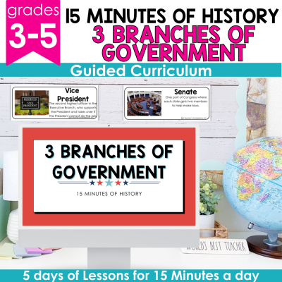 3 Branches of Government History Lesson Plans - Slideshow Craft, Guided Notes