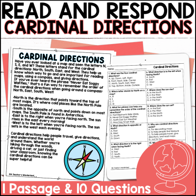 Cardinal Directions Reading Comprehension Questions History Centers Passage