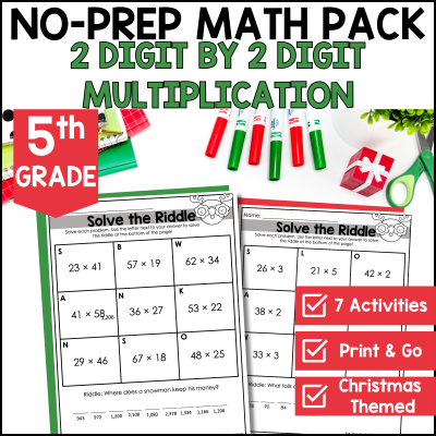 December No Prep Math โ 2 Digit by 1 Digit Multiplication | Christmas Themed