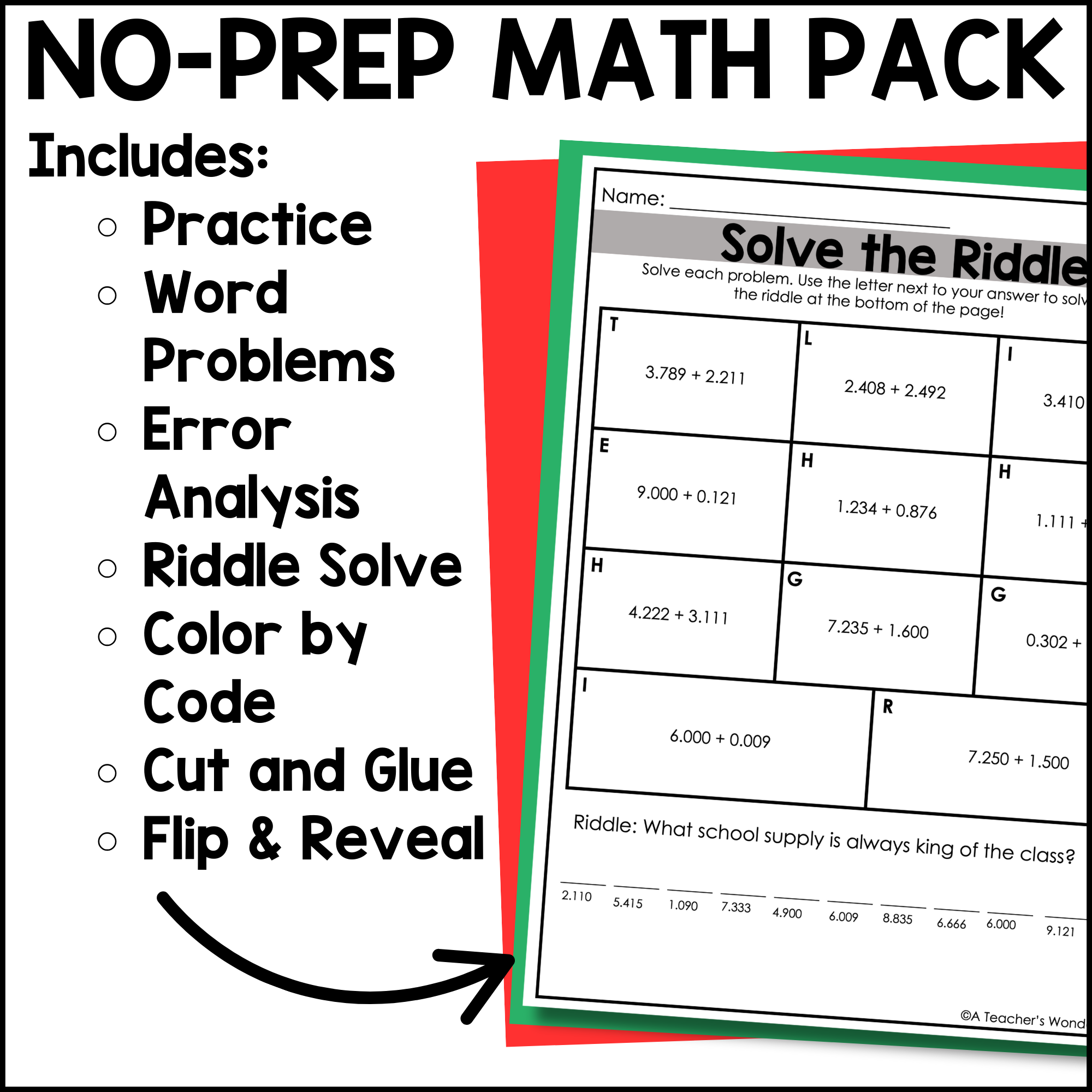 August No Prep Math Pack – Adding Decimals to Thousandths | Back to School - Image 2