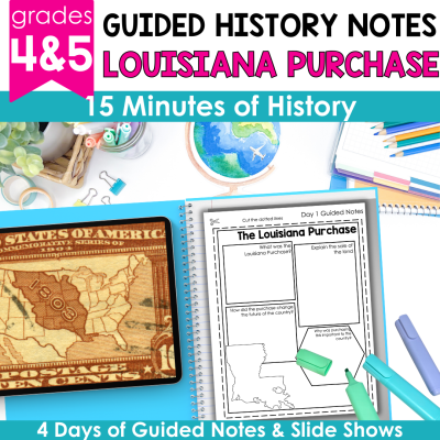 Louisiana Purchase Activity Slideshow & Guided History Notes Social Studies