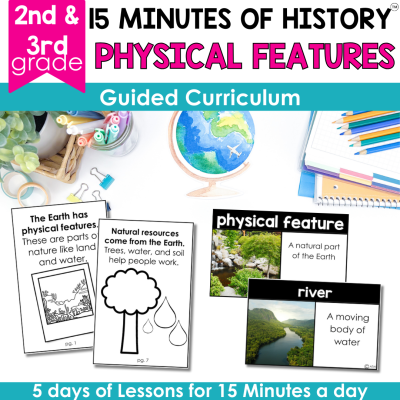2nd & 3rd Physical Features Social Studies Lesson Plans, Exit Tickets Mini-Books
