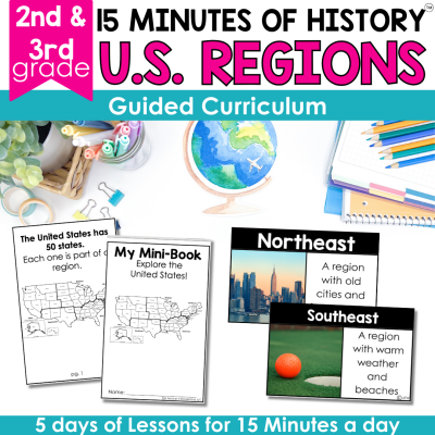 2nd & 3rd U.S. Regions Social Studies Lesson Plans, Exit Tickets Mini-Books