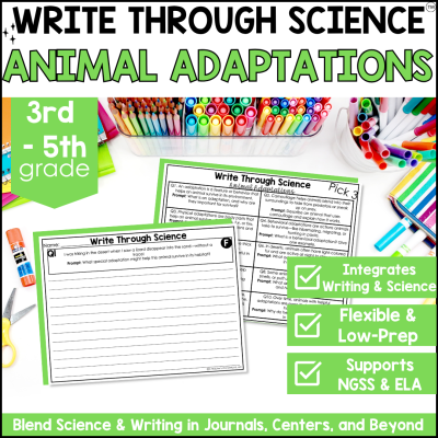 3rd-5th Grade Animal Adaptations Writing Prompts Journal Fiction & Non-Fiction