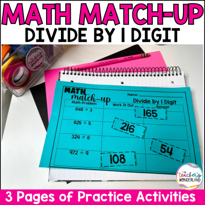 Divide by 1 Digit Math Sorts- Math Centers Review Interactive Notebook Review