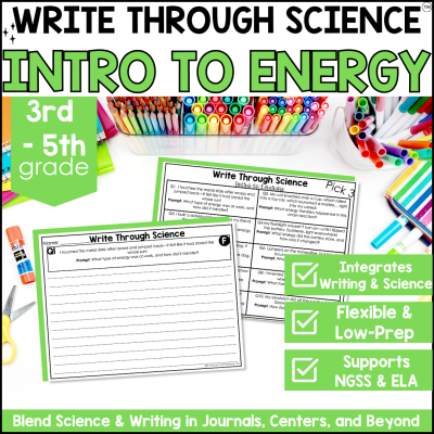 3rd-5th Grade Intro to Energy Writing Prompts Journal Fiction & Non-Fiction