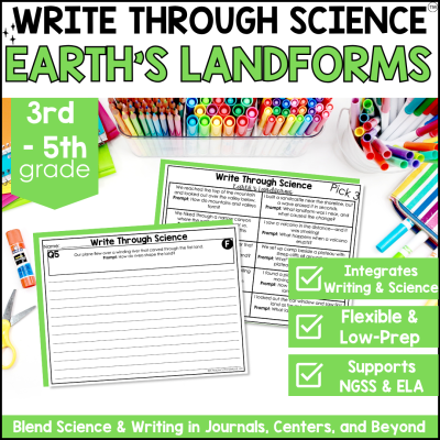 3rd-5th Gr. Earth's Landform Science Writing Prompts Journal Fiction Non-Fiction
