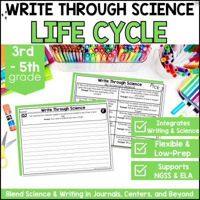 3rd-5th Gr. Life Cycle Science Writing Prompts Journal Fiction Non-Fiction
