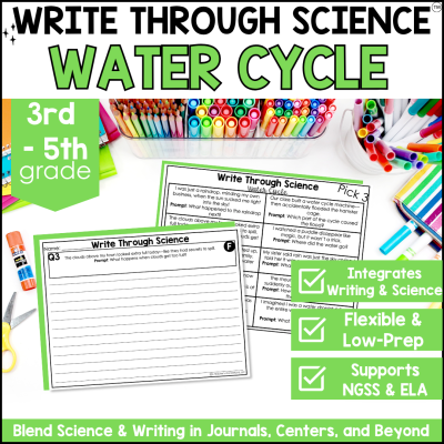 3rd-5th Water Cycle Science Writing Prompts Journal Fiction & Non-Fiction