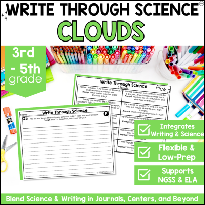 3rd-5th Clouds Observation Science Writing Prompts Journal Fiction & Non-Fiction