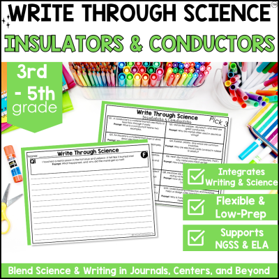 3rd-5th Grade Insulators Conductors Writing Prompts Journal Fiction Non-Fiction