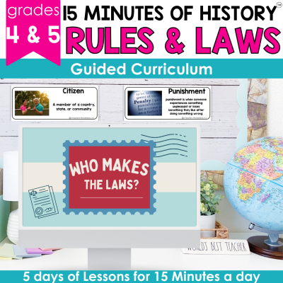 Rules & Laws - Government History Lesson Plans - Slideshow Craft, Guided Notes