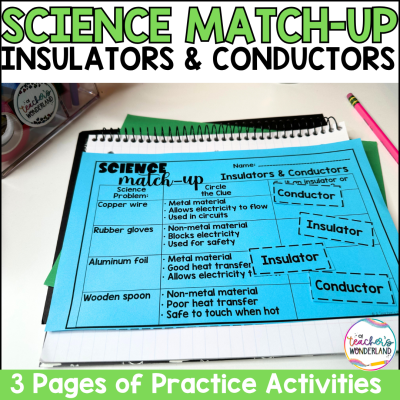 Insulators & Conductors Science Sorts Centers Review Interactive Notebook Review