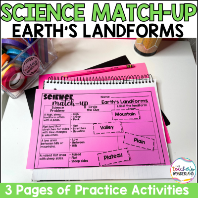 Earth's Landforms Science Sorts Centers Review Interactive Notebook Review