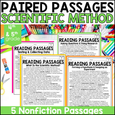 4th & 5th Grade Scientific Method Paired Passages & Reading Comprehension