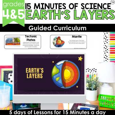 4 & 5th Gr Earth's Layers Unit Science Lesson Plans Slideshow, Guided Notes