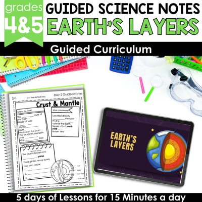Earth's Layers -Crust Mantle Activity Slideshow & Guided Science Notes Test Prep