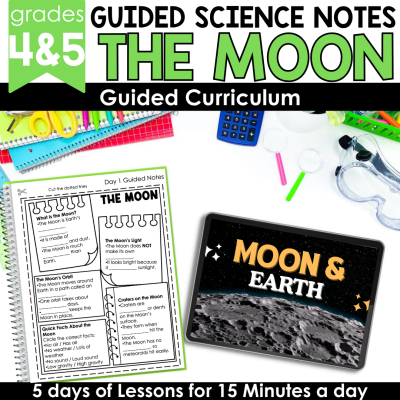 Phases of the Moon Activity Slideshow & Guided Science Notes Test Prep