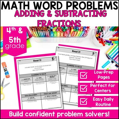 4th & 5th Grade - Adding & Subtracting Fractions 1, 2, and 3 Step Word Problems