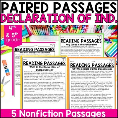 4th & 5th Grade Declaration of Independence Passages & Reading Comprehension