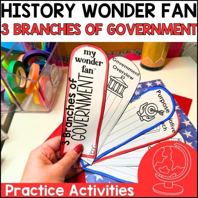 3 Branches of Government Social Studies History Fact Fan Craftivity Activity
