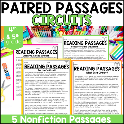 4th & 5th Grade Circuits Science Passages & Reading Comprehension